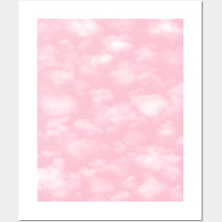 Snowy Winter Sky in Pastel Pink Posters and Art